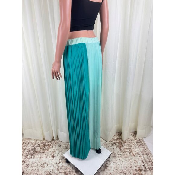Women's TCEC Color Block Pleated Multi Split Maxi Skirt Size Medium Turquoise - Picture 7 of 11
